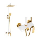 Colonne de douche avec mitigeur silla - ensemble de douche avec réglable en hauteur - vintage blanc / ... Colonne de douche avec mitigeur silla - ensemble de douche avec réglable en hauteur - vintage blanc / ...