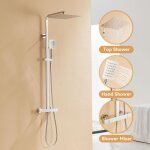 Colonne de douche - mitigeur thermostatique - 90 - 116 cm - douchette 12 pouces - chrome - inox Colonne de douche - mitigeur thermostatique - 90 - 116 cm - douchette 12 pouces - chrome - inox