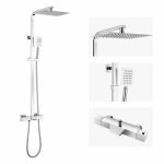 Colonne de douche - mitigeur thermostatique - pomme haute carre 30x20 cm - haute rglable 98 - 129 cm ...