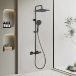 Colonne de douche noir en acier inox avec mitigeur thermostatique et 5 modes douchette  main - haute ...