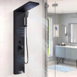 Colonne de douche noir led en acier inoxydable multifonction colonne de douche hydromassante avec mitigeur ...