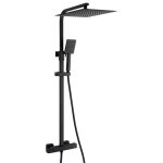 Colonne de douche noir avec mitigeur thermostatique - haute rglable 81 - 124 cm - pomme haute carre ...