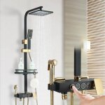 Colonne de douche noir or colonne douche salle de bain hauteur rglable mitigeur douche avec douchette ...