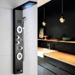 Colonne de douche noir panneau de douche led avec douche  main et 5 jets hydromassages systme de douche ...