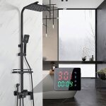 Colonne de douche noir syst�me de douche pluie montage mural avec lcd affichage temp�rature deau ensemble ...