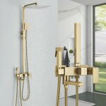 Colonne de douche or bross ensemble de douche en acier inoxydable avec pommeau de douche 30 x 30 cm