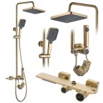 Colonne de douche rea helix kit de douche or brossé 38 x 30 x 1145 cm Colonne de douche rea helix kit de douche or brossé 38 x 30 x 1145 cm