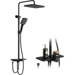 Colonne de douche - salut - avec pommeau de douche en acier inoxydable r�glable - carr�e 25 x 25 cm noir ...