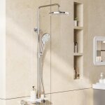 Colonne de douche - salut - pommeau de douche sans robinet soto - chrom� - r�glable en hauteur - 98 - ...