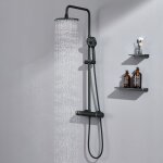 Colonne de douche thermostatique 38�c ensemble de douche noir avec 3 modes douchette � main haute r�glable ...