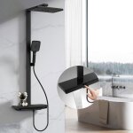 Colonne de douche thermostatique 40c kit de douche 3 fonctions avec sortie en cascade et tagre de ...