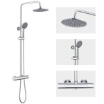 Colonne de douche thermostatique - acier inoxydable - mitigeur thermostatique - douchette flexible - ...