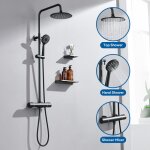 Colonne de douche thermostatique - acier inoxydable - mitigeur - douchette flexible - noir - rglable ...