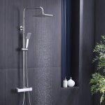 Colonne de douche thermostatique sans percement supplmentaire ensemble de douche hauteur rglable chrom ...