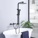 Colonne de douche thermostatique noir ensemble de douche robinet cascade pour baignoire laiton set de ...