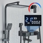 Colonne de douche thermostatique noir systme de douche pluie montage mural avec mitigeur avec 25cm 25cm ...