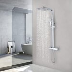 Colonne de douche thermostatique - stanew - stanew - mitigeur r�glable en hauteur - inox textur� - douchette ...