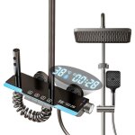 Colonne de douche thermostatique systeme de douche affichage led douchette rglable 4 fonctions robinet ...