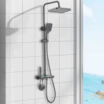 Colonne de doucheeclairage ambianttte carregris titanestanewcolonne de douche 4 jetsaffichage leddouchette ...