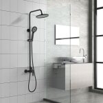 Colonne de douche - stanew - ensemble douche m�canique - pomme ronde 23 cm - abs mat - mitigeur m�canique ...