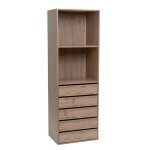Colonne de dressing de 5 tiroirs meuble de rangement coloris chêne naturel - longueur 60 x profondeur ... Colonne de dressing de 5 tiroirs meuble de rangement coloris chêne naturel - longueur 60 x profondeur ...