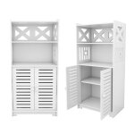 Colonne tagre de rangement pour salle de bain armoire autoportante avec 2 portes et 2 niche ouverte ...