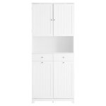 Colonne de rangement salle de bain - sobuy - 78x38x181 cm - blanc - deux paniers � linge 45 l - deux ...