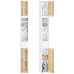 Colonne de rangement salle de bain - sobuy - bzr34 - bw - 6 �tag�res - blanc - 20x20x180cm