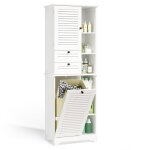 Colonne de salle de bain 1 panier  linge - bealife - armoire rangement - tagre rglable - 2 tiroirs ...