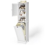 Colonne de salle de bain 1 panier à linge - bealife - meuble rangement - Étagère réglable - 1 niche - ... Colonne de salle de bain 1 panier à linge - bealife - meuble rangement - Étagère réglable - 1 niche - ...