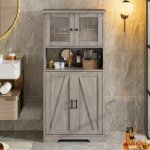 Colonne de salle de bain - meuble de salle de bain - 5 niveaux - 4 portes - gris - 60x30x128 cm