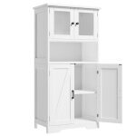 Colonne de salle de bain 5 niveaux 4 portes meuble rangement de salle de bain60x30x128 cm - blanc