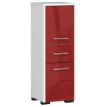 Colonne salle de bains akord fin blanche 30 cm 2 portes 1 tiroir faade rouge brillante 3 tagres 30x30x85 ...