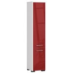 Colonne de salle de bain akord fin blanche 30cm (2 portes) rouge brillant - 5 tagres