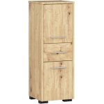 Colonne salle de bains akord fin chne artisan 30 cm 2 portes 1 tiroir faade chne artisan 3 tagres ...