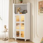 Colonne de salle de bain armoire haute led meuble de salle de bain avec 1 porte et 1 �tag�res ouverts ...