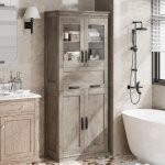 Colonne salle de bain - armoire salle de bain - meuble salle de bain - h 170 cm - avec 1 tiroir et 4 ...