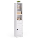 Colonne salle de bain - bealife meuble rangement sur pied - 1 tiroir - 3 �tag�res - 1 porte - �tag�re ...
