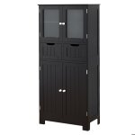Colonne salle de bain costway avec 4 portes 2 tiroirs armoire salle de bain pour salon cuisine 60 x 30 ...