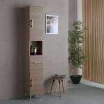 Colonne de salle de bain h 190cm ch�ne naturel effet bois rimini