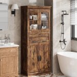 Colonne salle de bain haute - 60x30x170cm avec portes tiroir armoire de rangement avec �tag�res r�glables ...