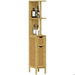 Colonne de salle de bain - homcom - avec 2 �tag�res ouvertes 2 placards � portes magn�tiques - en bambou ...