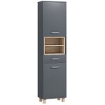 Colonne salle de bain - homcom - 2 placards tiroir et 2 compartiments ouverts - 40 x 24 x 160 cm - gris ... Colonne salle de bain - homcom - 2 placards tiroir et 2 compartiments ouverts - 40 x 24 x 160 cm - gris ...