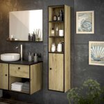 Colonne de salle de bain lara 1 porte 140x30x25 cm noir et chne t - bath