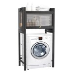 Colonne salle de bains - meuble de machine � laver - 113. 5x70x25cm - 1 compartiment et 1 �tage - noir ...