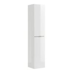 Colonne salle de bain nalya 170 cm ? blanc brillant et ch�ne clair ? meuble suspendu