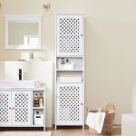 Colonne de salle de bain - sobuy - 2 portes - �tag�res ouvertes - 45x415x170 cm - blanc - mdf e1 - charge ...