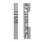 Colonne de salle de bain - sobuy - 20x20x180 cm - gris - 4 �tag�res r�glables - 1 tiroir - 2 portes