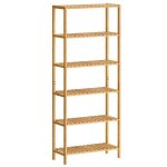 Colonne de salle de bain - songmics - �tag�re bambou 6 niveaux - 26 x 60 x 1609 cm beige naturel
