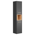 Colonne de salle de bain taloka ? 2 portes ? gris anthracite et ch�ne clair ? 170 cm ? � suspendre